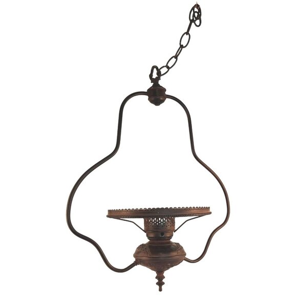 Hanging Lamp Frame With Ornate Detailing & Chain Fixture DIY Lighting Parts Or B - Picture 1 of 14
